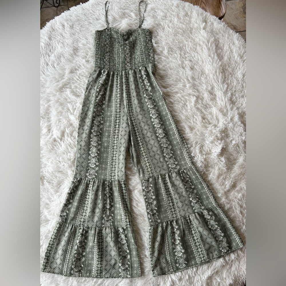 Elegant Green Patterned Jumpsuit
